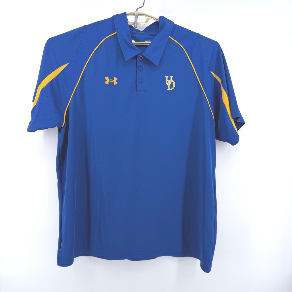 Under Armour University of Delaware Blue Hens Polo Shirt Mens XXL Blue HeatGear - Picture 2 of 10